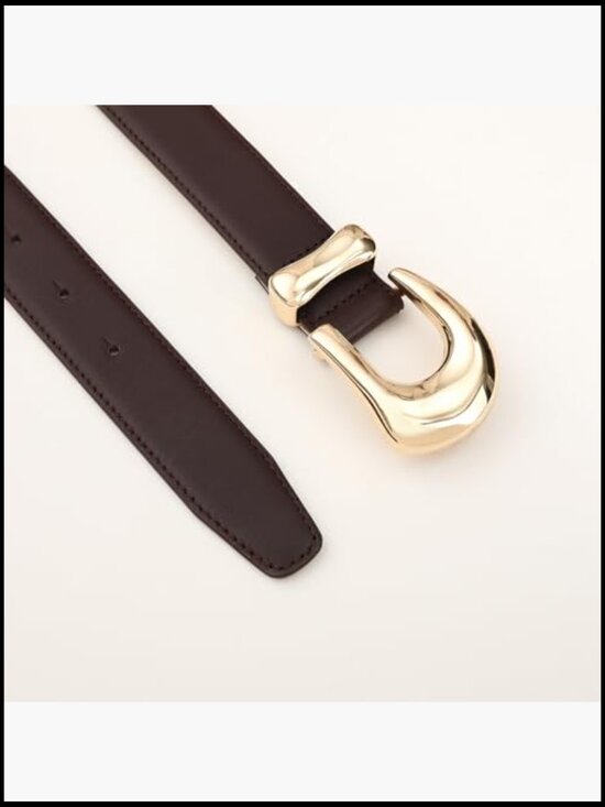 Genuine Leather Belt with Gold Metal Buckle Casual Fashion Belt for Jeans main image 5